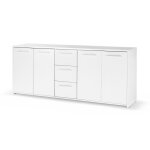 Buffet bas - blanc mat - 4 portes 3 tiroirs - l 179 x p 42 x h 745 cm