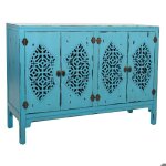 Buffet en bois bleu 120x40x865h bleu rectangle