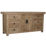Buffet bas en bois - naturel - 180 cm - 6 tiroirs - style classique - hauteur 85 cm Buffet bas en bois - naturel - 180 cm - 6 tiroirs - style classique - hauteur 85 cm