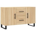 Buffet bas - brun - chne sonoma - pieds en mtal - style scandinave et moderne