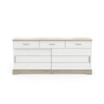 Calicosy - buffet 2 portes coulissantes 3 tiroirs l200 cm - cottage - chene kronberg / blanc structure ...
