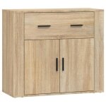 Buffet bas - chg - chêne sonoma - 80x33x70 cm - bois dingénierie - 2 portes Buffet bas - chg - chêne sonoma - 80x33x70 cm - bois dingénierie - 2 portes