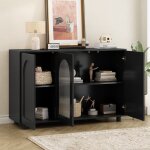 Buffet bas de cuisine meuble avec 3 portes �tag�res r�glables 120�40�78. 5 cm mdf noir