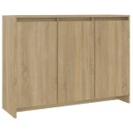 Buffet bas - duokon - chne sonoma - 3 portes - 102x33x75 cm - meuble contemporain