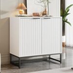 Buffet bas - ekesor - commode moderne - 2 portes - bois - blanc - l80 x p40 x h80 cm
