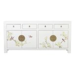 Buffet bas - fine asianliving - chinois blanc neige - peint  la main - l 180 x p 40 x h 85 cm - bois ...