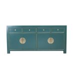 Buffet bas - fine asianliving - chinois - bleu sarcelle - 2 portes - 180 cm de longueur