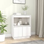 Buffet bas - fydun - yin - bois massif - blanc - laqu - 2 portes - 60x34x75 cm