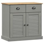 Buffet bas - garosa - vigo - bois massif de pin - 1 porte - 2 tiroirs - gris