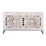 Buffet bas - giner y colomer - 2 portes 3 tiroirs - bois de manguier massif - finition blanchie Buffet bas - giner y colomer - 2 portes 3 tiroirs - bois de manguier massif - finition blanchie