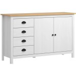 Buffet bas - hill range - blanc - bois massif - 4 tiroirs et 2 portes
