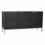 Buffet bas - item home - bois de manguier - noir - 3 portes - 145 x 43 x 77 cm