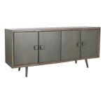 Buffet bas - jamun - 177x38x75 cm - bois gris foncé - 4 portes - meuble moderne Buffet bas - jamun - 177x38x75 cm - bois gris foncé - 4 portes - meuble moderne