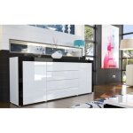 Buffet bas - laqué - blanc / noir - contemporain - 2 portes - 4 tiroirs - push to open Buffet bas - laqué - blanc / noir - contemporain - 2 portes - 4 tiroirs - push to open