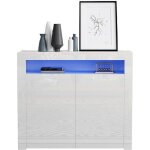 Buffet bas led contemporain blanc faades laqu brillant - l 108 cm