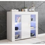 Buffet bahut 1 porte 94x35x83 cm couleur blanc finition brillante rangement lilian
