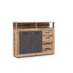 Buffet bas - luna - midi a 2d4s - old style light / matera - 2 portes - beige / gris