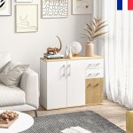 Buffet bas meuble de rangement avec 3 portes 2 tiroirs et �tag�re r�glable buffet bahut 90 x 30 x 755 ...