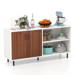 Costway buffet bas moderne 148x40x75cm avec 2 portes 2 compartiments et 4 pieds métalliques meuble de ... Costway buffet bas moderne 148x40x75cm avec 2 portes 2 compartiments et 4 pieds métalliques meuble de ...