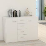 Buffet bas moderne - meuble de cuisine - blanc - 4 tiroirs et 2 portes