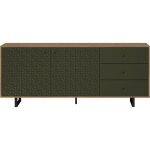 Buffet bas - sentra - vert fonc - 2 portes 3 tiroirs - 124 x 40 x 136 cm - trendteam