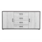 Buffet bas - vale - ch�ne blanc - 2 portes - 4 tiroirs centraux