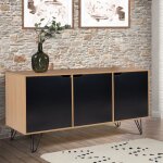 Idmarket buffet bas vintage 113 cm noemi 3 portes bois pied épingle Idmarket buffet bas vintage 113 cm noemi 3 portes bois pied épingle