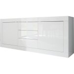 Buffet basico 2 portes 3 tiroirs blanc laqu brillant - l210xp42xh858 cm
