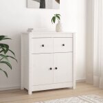 Buffet bas - blanc - bois massif de pin - 70x35x80 cm - grand espace de rangement - idéal pour salon Buffet bas - blanc - bois massif de pin - 70x35x80 cm - grand espace de rangement - idéal pour salon