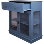 Buffet bleu - gris moderne avec tiroir et portes en verre style luxe moderne armoire de rangement 80�40�91cm ...