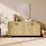 Buffet bois 160cm 4 portes et pieds en m�tal buffet bas buffet salle a mangercommode basse bahut pour ...