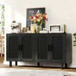 Buffet bois ch�ne - buffet salon moderne avec �tag�res r�glables - armoire lat�raux 4 portes - pour cuisine ...