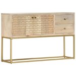 Buffet en bois de manguier massif dor - vidaxl - 120 x 30 x 75 cm - 2 portes et 2 tiroirs