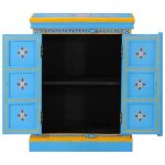 Buffet en bois de manguier peint � la main - wiens - 60x30x78 cm - turquoise - artisanal - grand espace ...