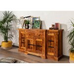 Buffet - bois massif dacacia laqu� (miel) - style colonial - oxford 0902