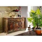 Buffet - bois massif recyclé laqué (multicolore) - inspiration ethnique - fable #04 Buffet - bois massif recyclé laqué (multicolore) - inspiration ethnique - fable #04
