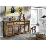 Buffet - bois massif recycl� laqu� (multicolore) - inspiration ethnique - fable #17