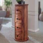 Buffet en bois massif sheesham avec tiroirs - finebuy - design moderne - 35x35x85 cm