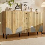 Buffet en bois meuble de rangement vaisselier avec 4 portes et 4 tiroirs d�corative stable pour salon ...