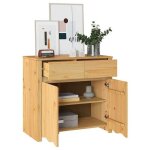 Buffet en bois de pin massif - vidaxl - drammen - 79x43x75. 5 cm - ch�ne - 2 portes - assemblage requis ...
