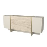 Buffet en bois veyron - 180 x 46 x 75 cm - travertin gr�s
