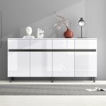 Buffet brillant de salon � 4 tiroirs 2 portes et �tag�res r�glables en hauteur 160 x 40 x 68 cm commode ...