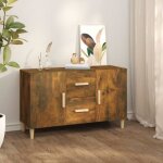 Buffet - chne fum - 100x36x60 cm - 2 portes - bois d'ingnierie - style classique