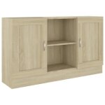 Buffet bas - chne sonoma - 120x305x70 cm - 2 compartiments - 2 portes