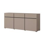 Buffet coloris beige et noir 180cm collection havana. bahut design avec 3 portes et 3 tiroirs.