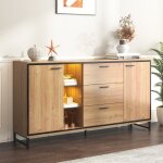Buffet commode en bois buffet salle a manger avec 2 portes et 3 tiroirs meuble polyvalent pour salon ...