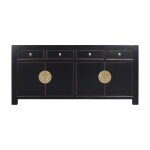 Buffet commode chinois onyx noir - fine asianliving - l 180xw40xh85 cm - bois massif - laqu