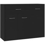 Buffet commode meuble de rangement - maison dco[92235] - bahut bas noir - 3 portes - 1 tiroir