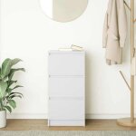 Buffet commode - vidaxl - blanc - bois ding�nierie - 375x35x76 cm - 3 tiroirs - capacit� totale 60 kg ...