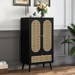 Buffet compact 60401105cm - redom - design rotin 2 portes 1 tiroir - pour salle  manger bibliothque ...